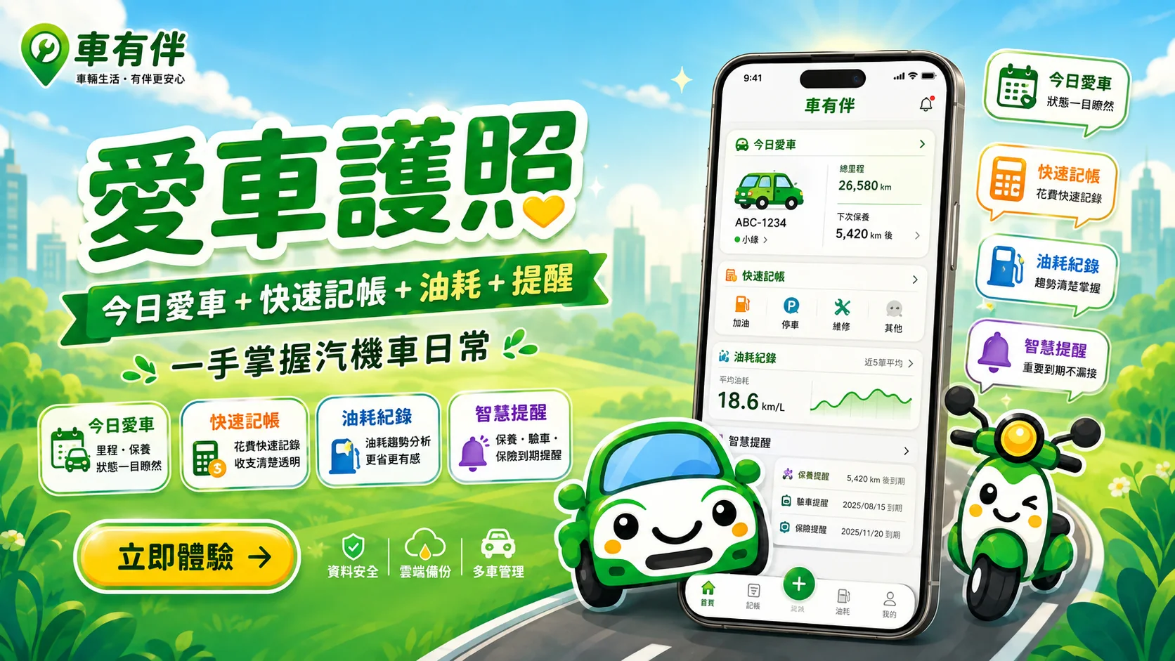 愛車護照：今日愛車、快速記帳、油耗紀錄與智慧提醒